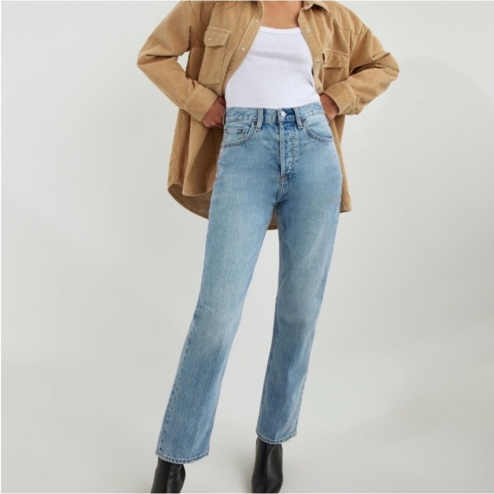 Denim Forum Light Blue Straight Leg Jeans